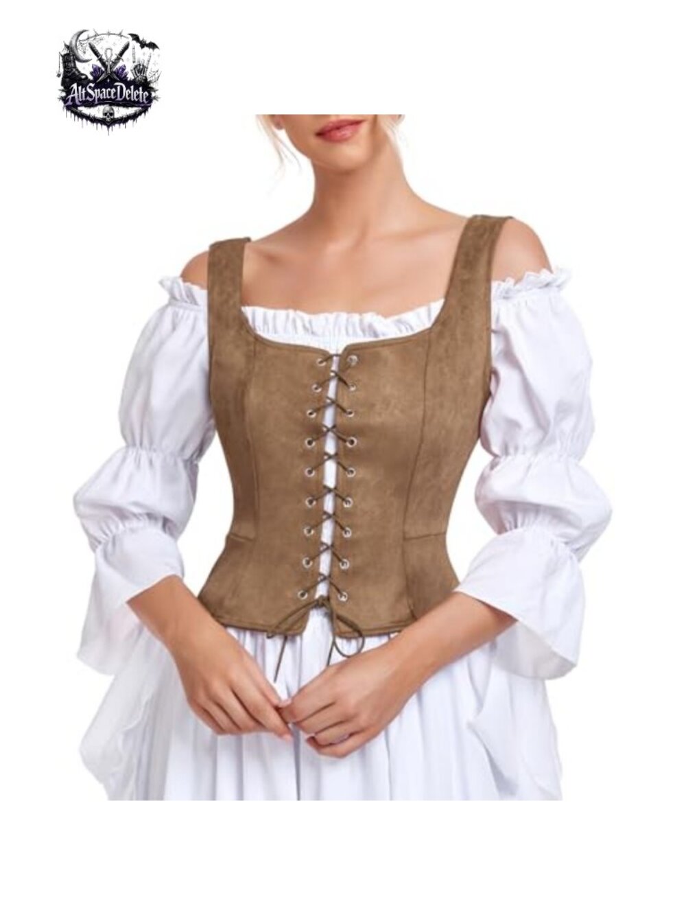 Renaissance Corset Vest Lace Up Medieval Pirate Top Faux Suede